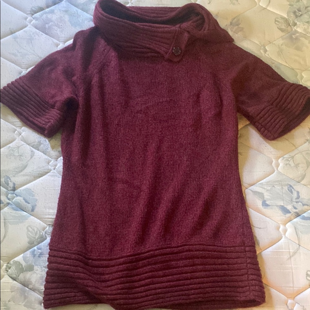 The Limited burgundy Cowl Neck Sweater with Ribbed Detailing
